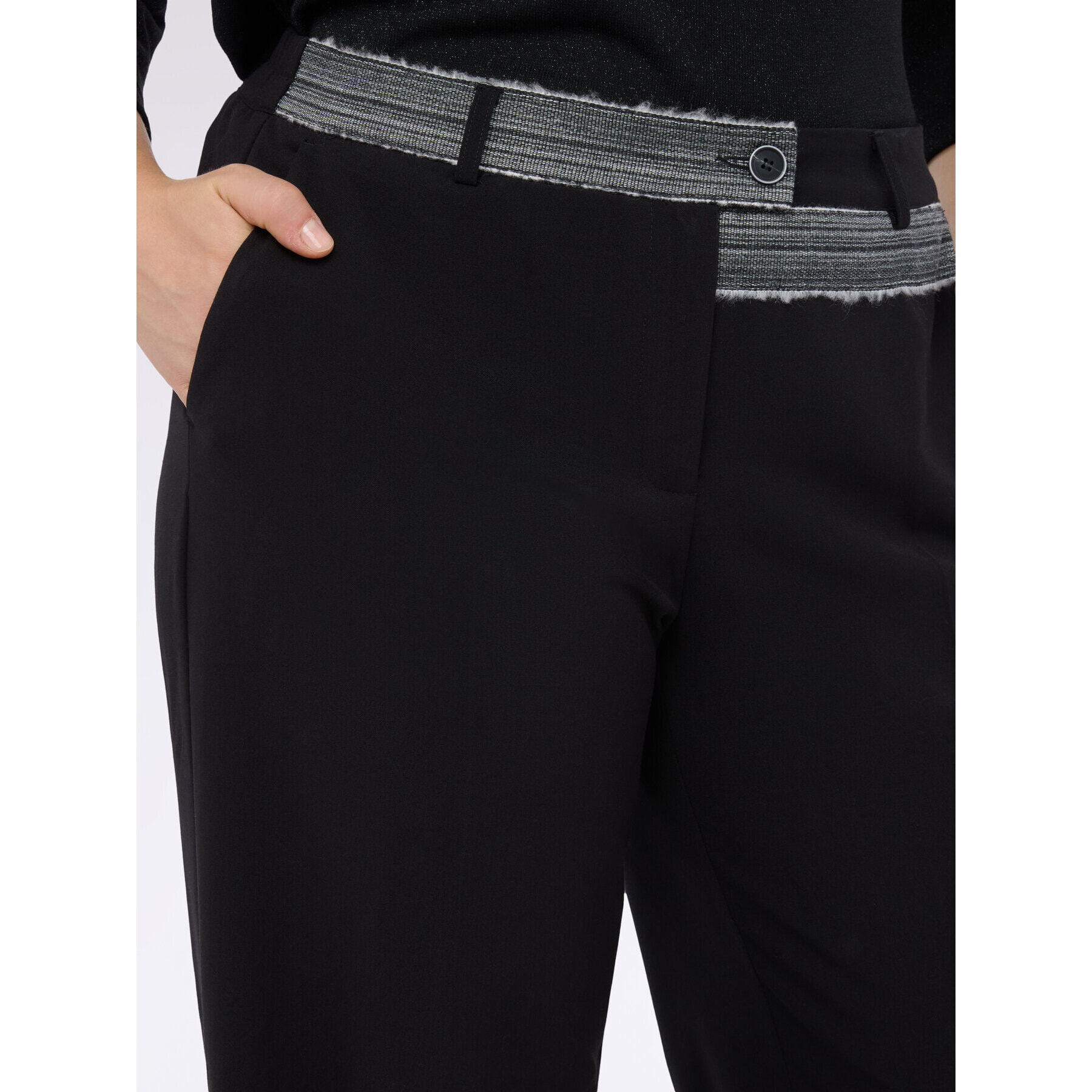 Fiorella Rubino - Pantaloni Wide Leg con inserto decorativo - Nero