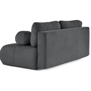 Bowie - canapé 3 places convertible coffre + coussin rond inclus en tissu texturé - Gris foncé