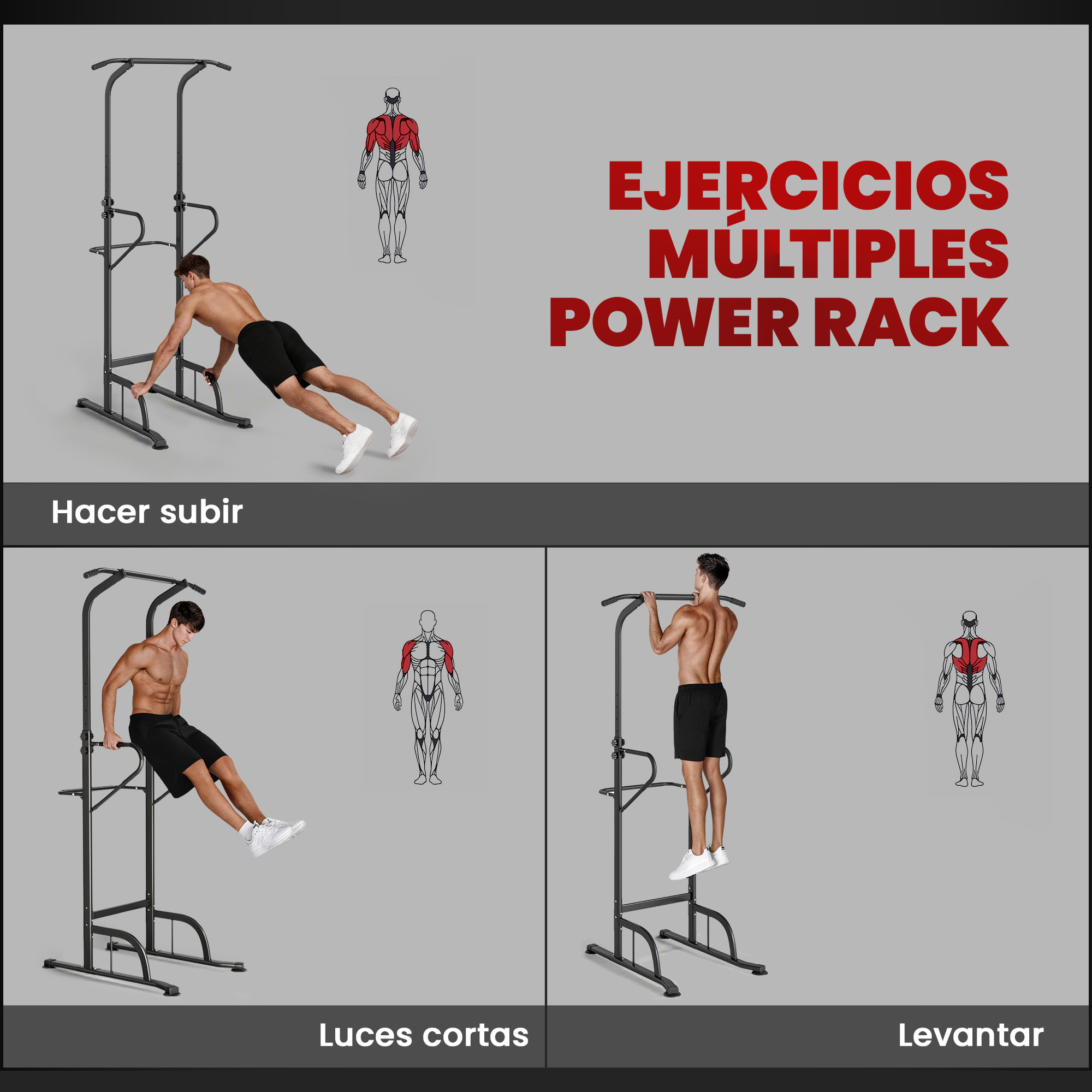 Barra de Dominadas Altura Regulable 180-212 cm, Estación de Fondos Resistente para Gimnasio en Casa, Máquina Dominadas Multifuncional, para Entrenamiento de Fuerza, Carga 120 kg