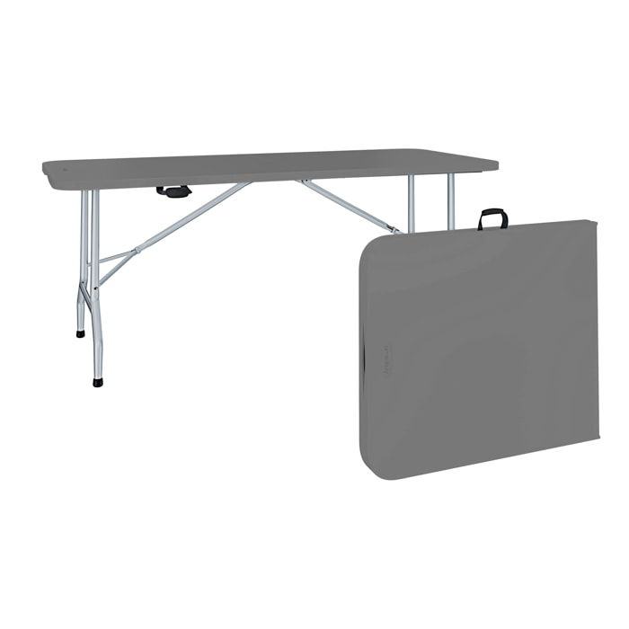 Tavolo Tavolino Pieghevole In Dura Resina Set Birreria Facile Trasporto Con Maniglie Giardino Campeggio Terrazzo Fiere Sagre 180x74x74 cm Grigio