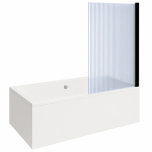 Baignoire rectangulaire Neon 180x80cm + Pare bain droit AURYS Raywall noir mat profilé droite