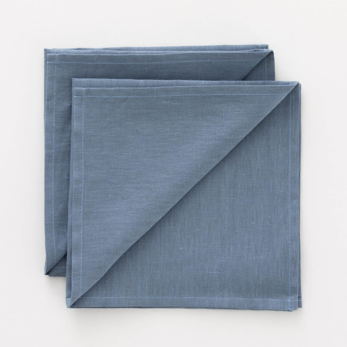 Pack de 2 serviettes 100% lin Denim Bleu 50x50 cm