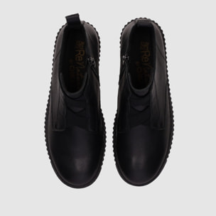 Botines de Piel - Negro - Tacón: Bajo