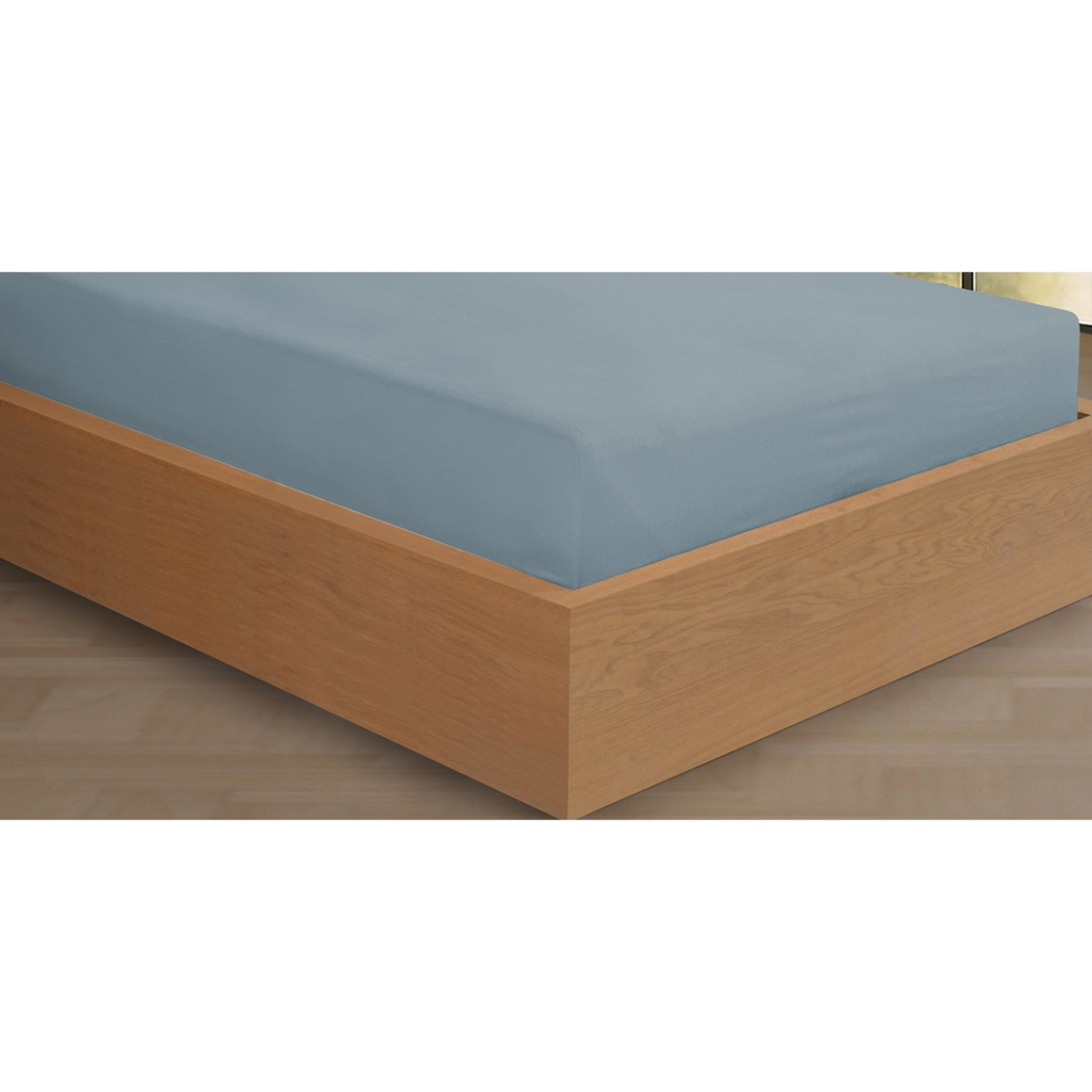 Drap housse Flanelle de coton bleu