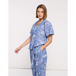 Blusa Manga Corta Azul - Velora