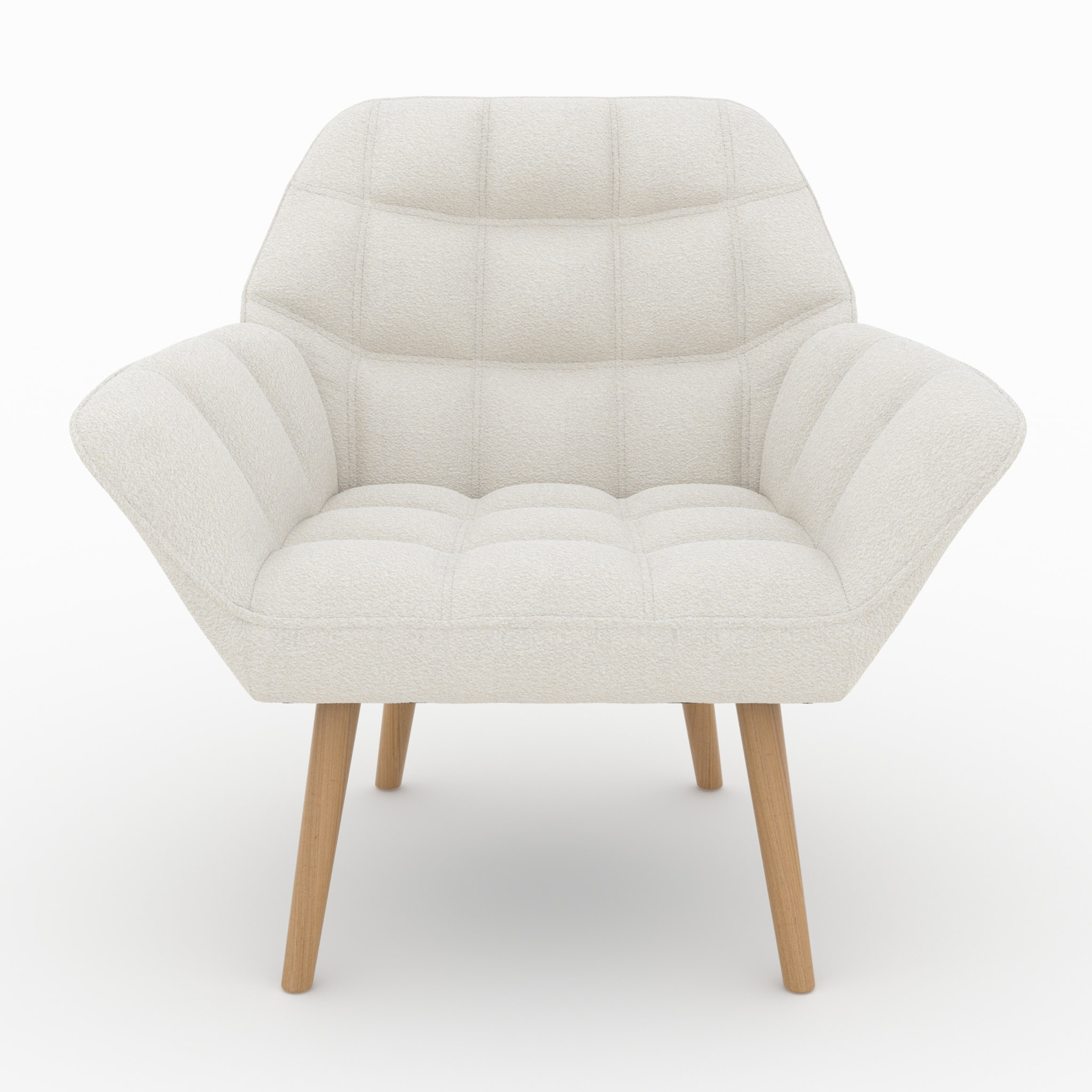 Fauteuil Simba en tissu bouclé blanc