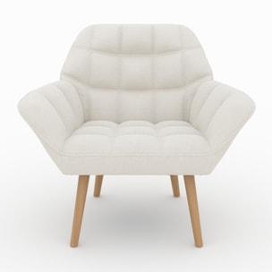 Fauteuil Simba en tissu bouclé blanc