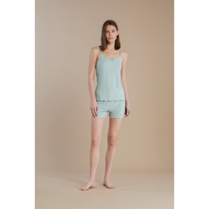 Pigiama donna in costina con top bretellina e pantalone corto articolo bloom Noidinotte