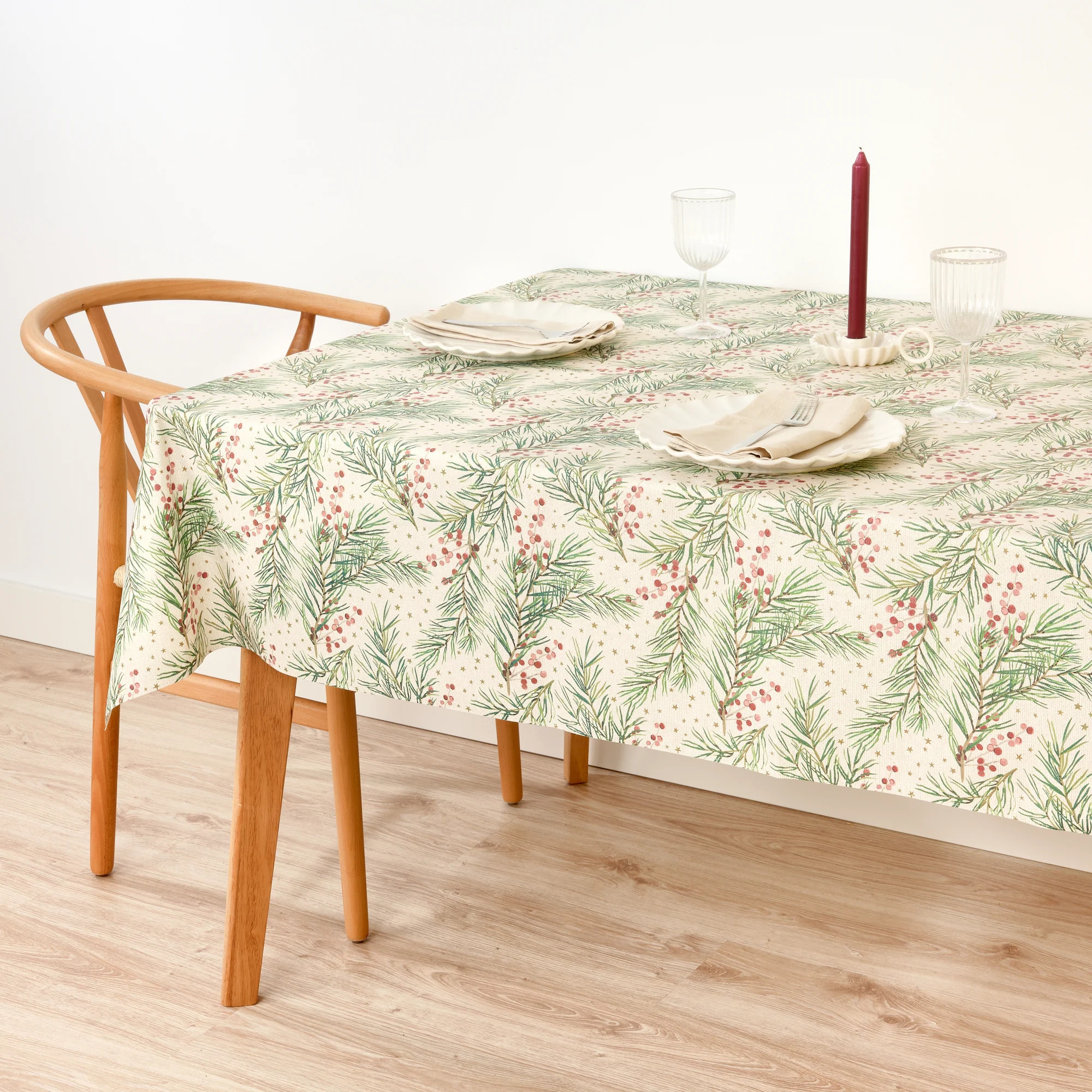 Nappe Anti-tâches Toucher du Tissu Jacquard Merry Christmas 30 Lurex