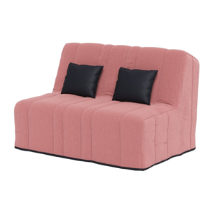 Banquette convertible Gaia, matelas Simmons, 160 x 200 cm, 2 coussins offerts, Rose