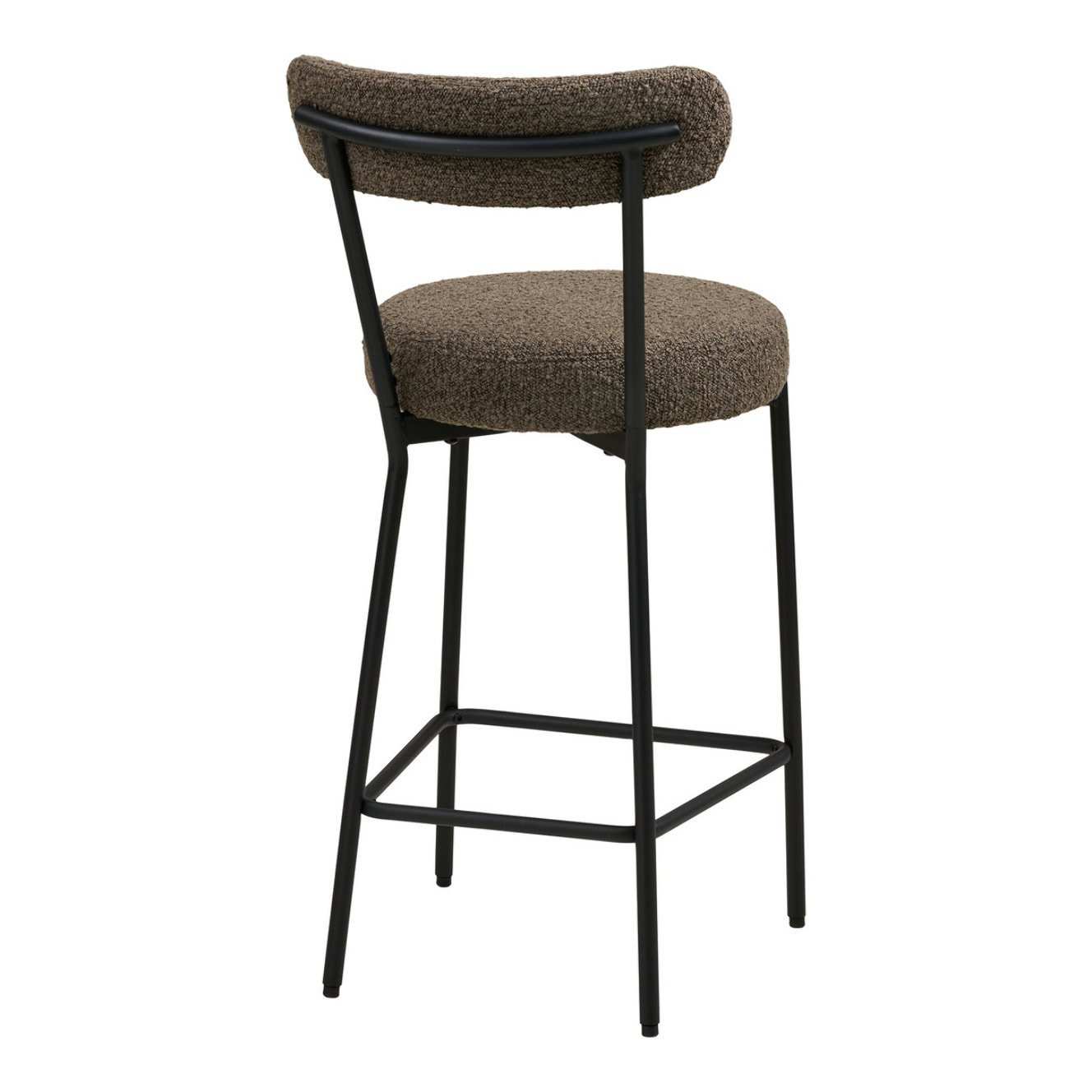 Badalona - Sgabello counter in bouclé marrone con gambe nere 39x46x90 cm