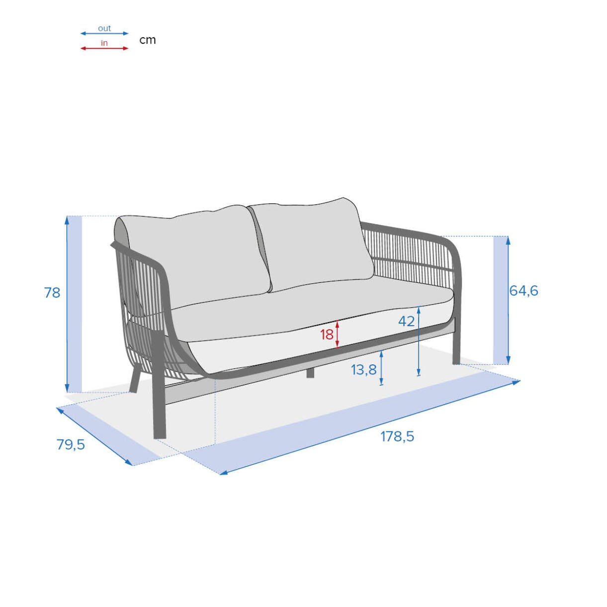 Canapé de jardin "Deona" 2 places en acacia