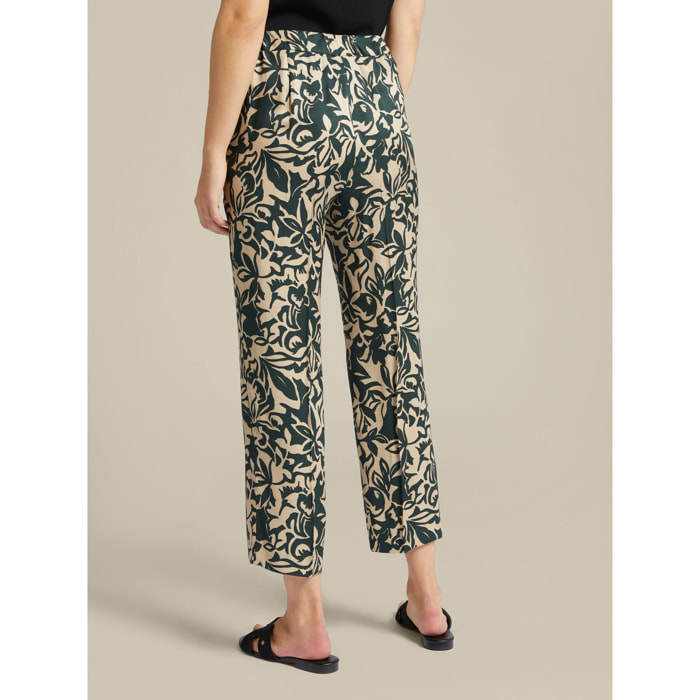 Elena Mirò - Pantalones estampados de viscosa ECOVERO™ - Militar