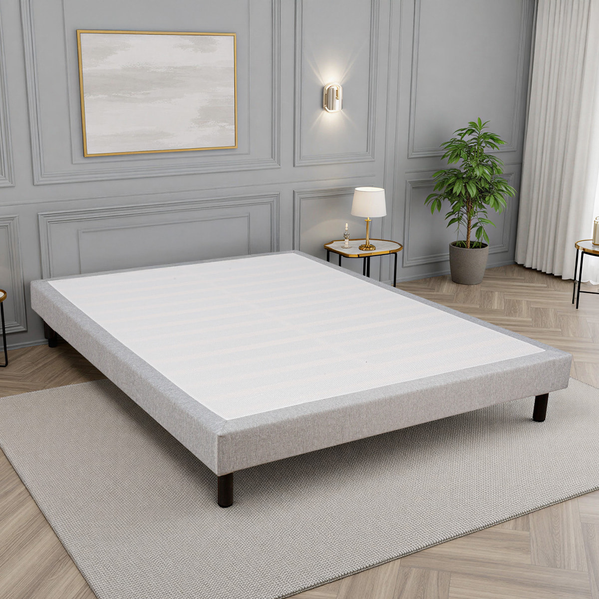 Sommier Tapissier en Kit gris Clémence - 1 Place