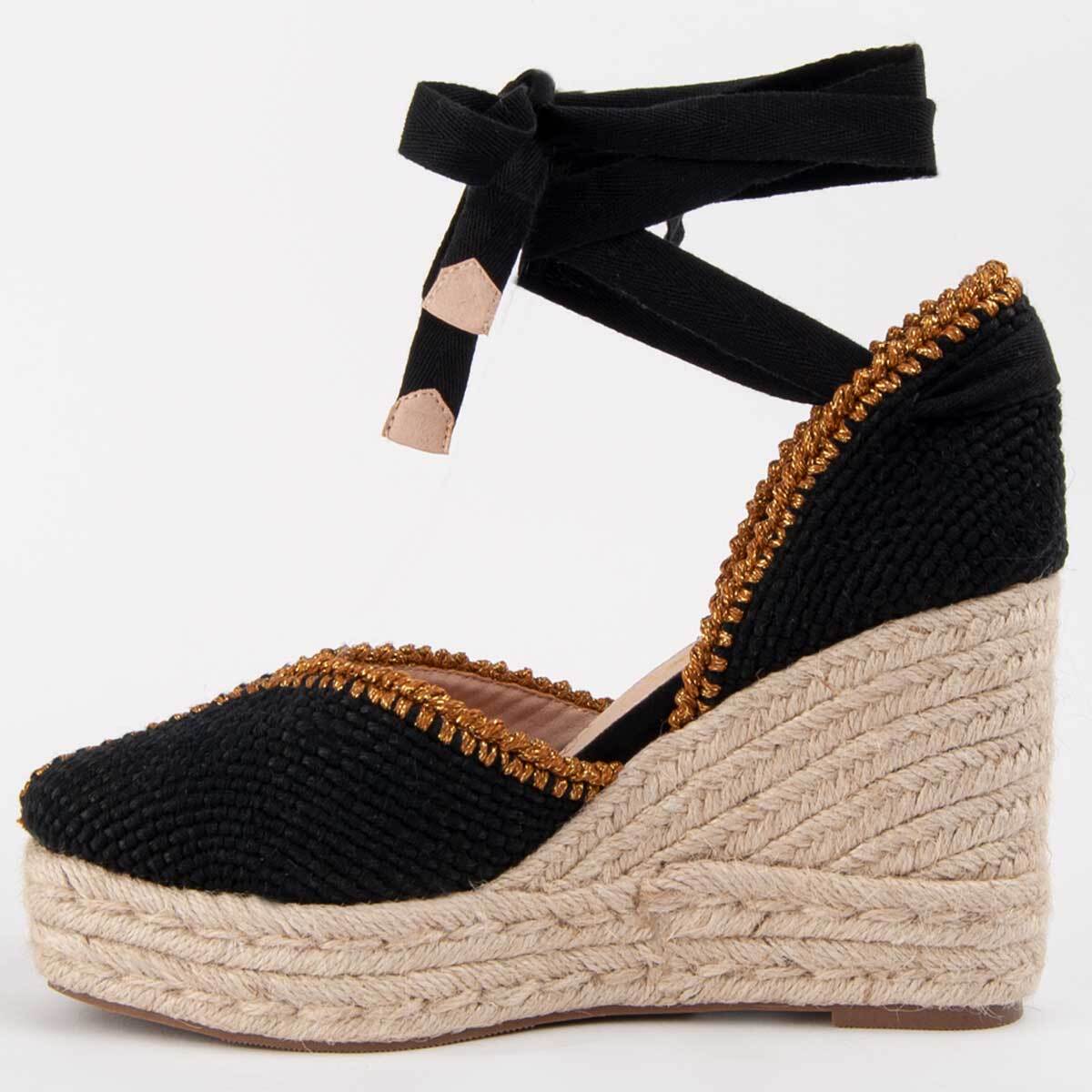 Alpargata De Cuña - Negro - Altura: 8 Cm