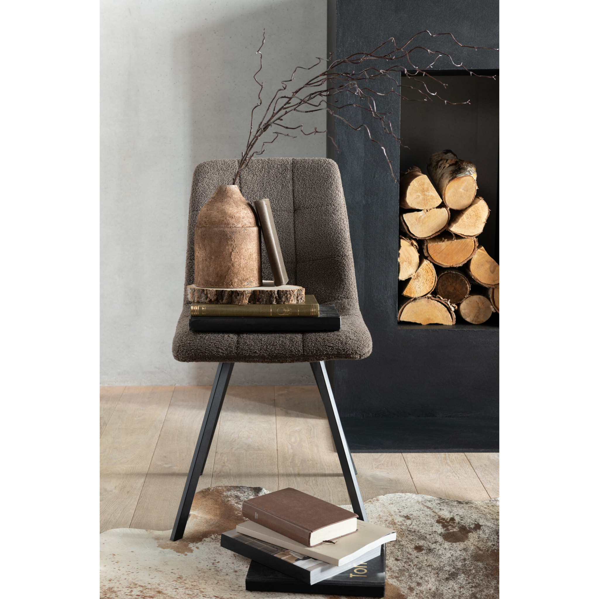 J-Line vase Effy Rugueux - métal - brun - Ø 17 cm