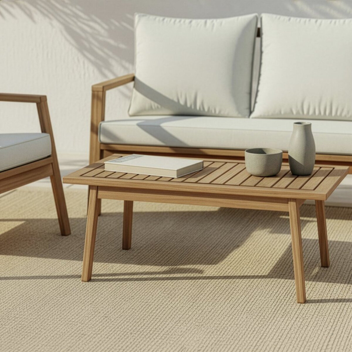 Table basse de jardin Tiare -bois massif d'acacia-couleur naturel 90 x 35 x 50 cm