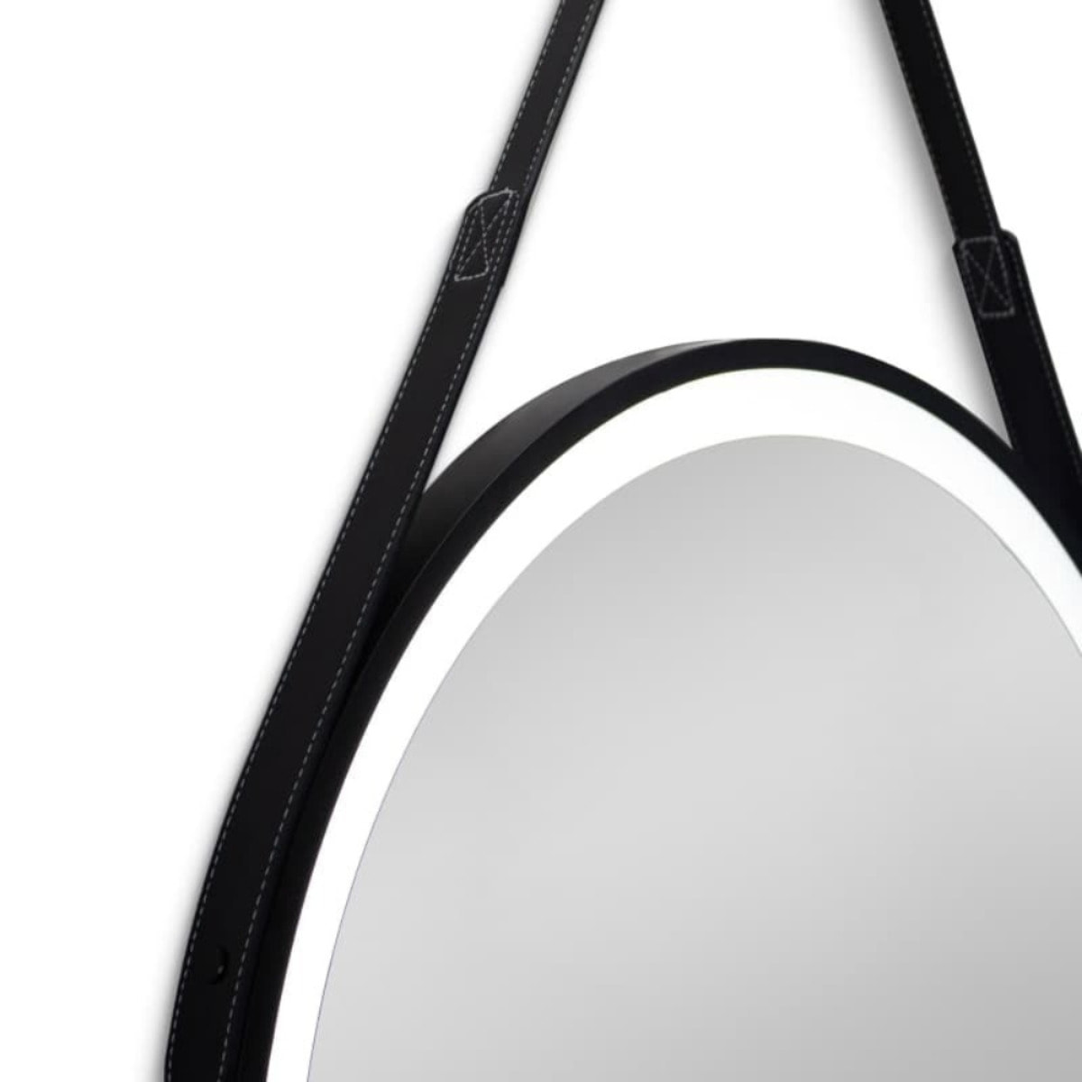 60x60 cm miroir suspendu rond avec éclairage LED et capteur, cadre en métal, noir (SATZREMLED60CE)