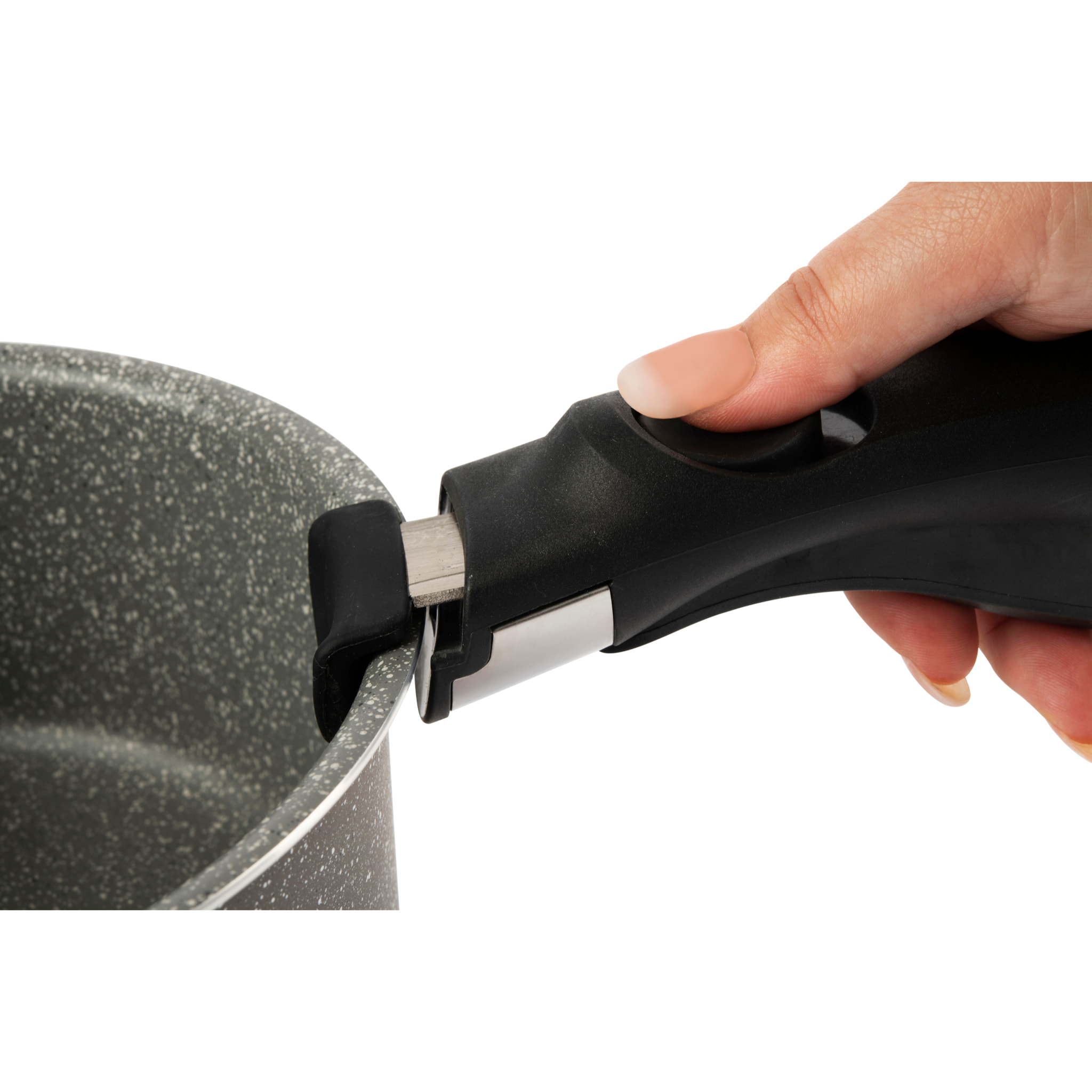 Set 3 Casseruole (16-18-20 Cm) con Manici Removibili Excelsa- Country Rock, Alluminio Grigio