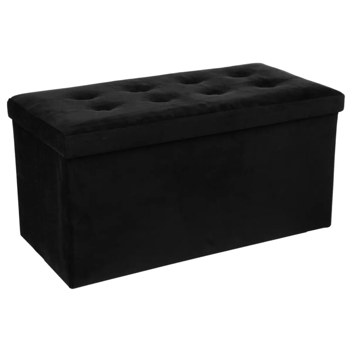 Pouf pliant double "Lysandre" noir effet velours