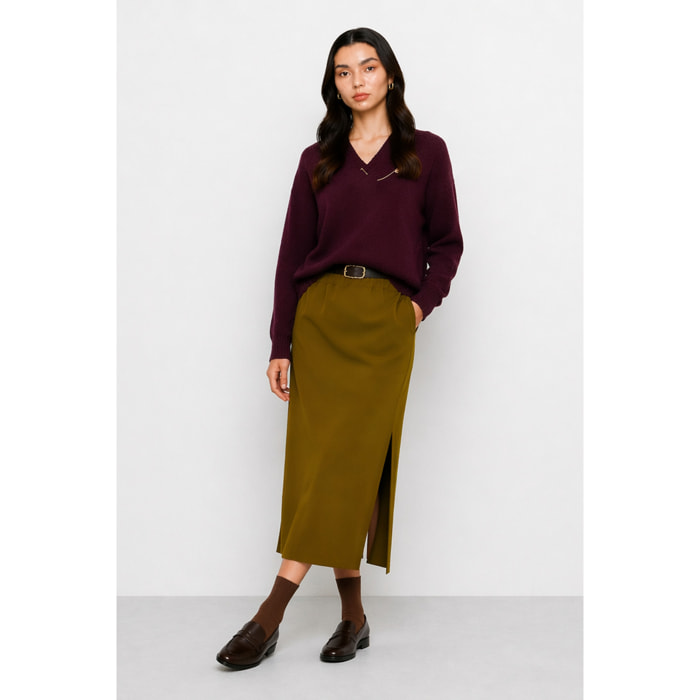 Kocca - Gonna midi da donna in viscosa con spacco laterale Donna