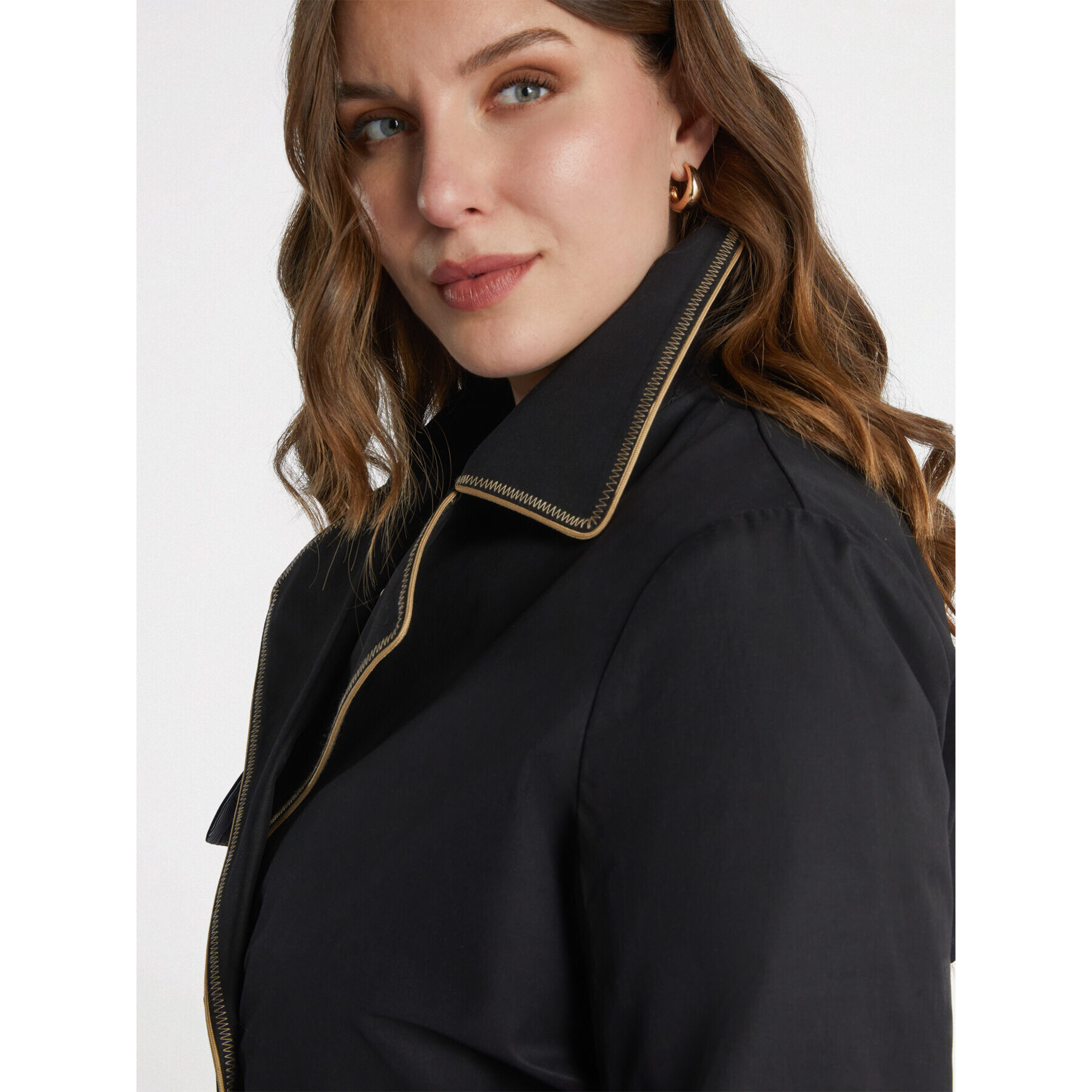 Fiorella Rubino - Gabardina con bordes en contraste - Negro