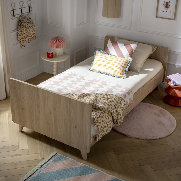 Lit junior 190x90cm en décor bois chêne suave