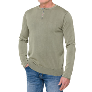 Maglia Urakawa con bottoni 100% cotone Verde militare