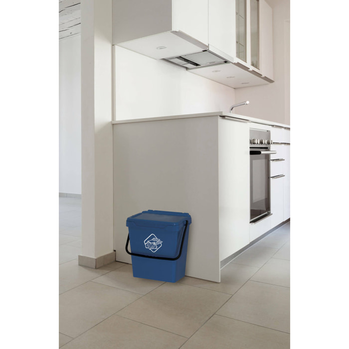 Pattumiera Fosca, Cestino portarifiuti, Bidone per raccolta differenziata, Cestino spazzatura, 100% Made in Italy, 40x31h39 cm, Blu