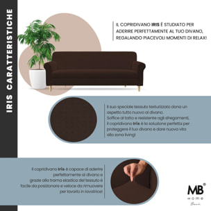COPRIDIVANO IRIS, Elastico, Estensibile e Sagomato - MARRONE