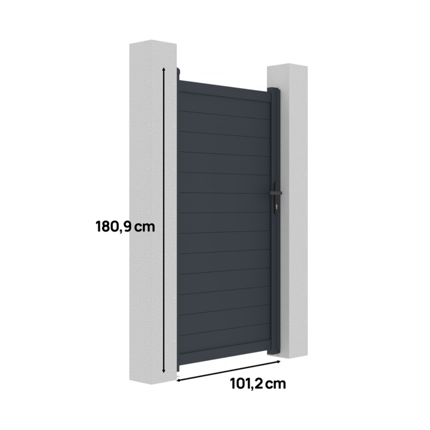 Portillon aluminium "Marc" - 101.2 x 180.9 cm - Gris