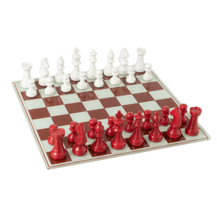 J-Line décoration plateau jeu d’échecs - polyrésine - blanc/rouge