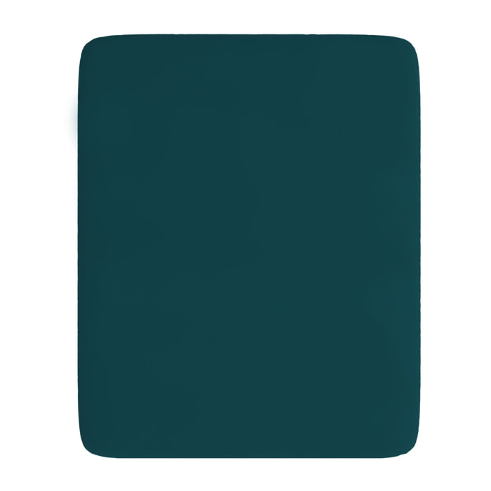 LENZUOLO SOTTO CON ANGOLI MAX COLOR, 100% Cotone, Made in Italy - VERDE PETROLIO