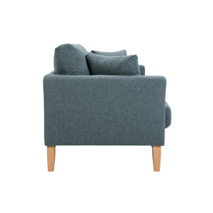 Canapé scandinave déhoussable 3 places en tissu vert de gris et bois clair OSLO