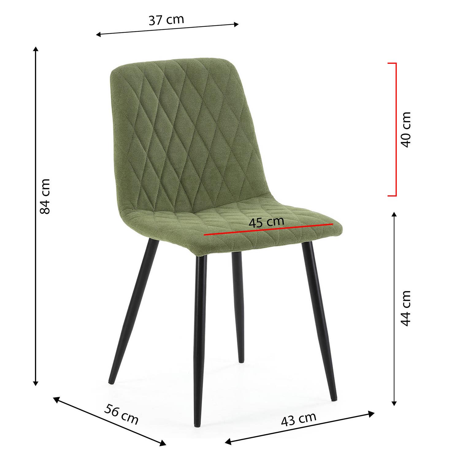 Pack 4 sillas comedor Abril tapizadas beige/verde/azul/gris