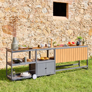 Cuisine extérieure avec 3 modules aluminium anthracite ALBI