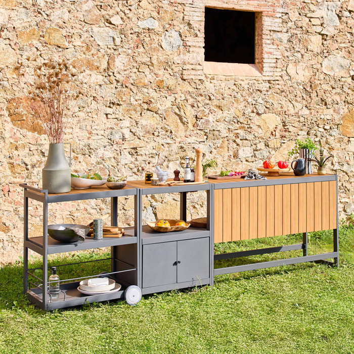 Cuisine extérieure avec 3 modules aluminium anthracite ALBI