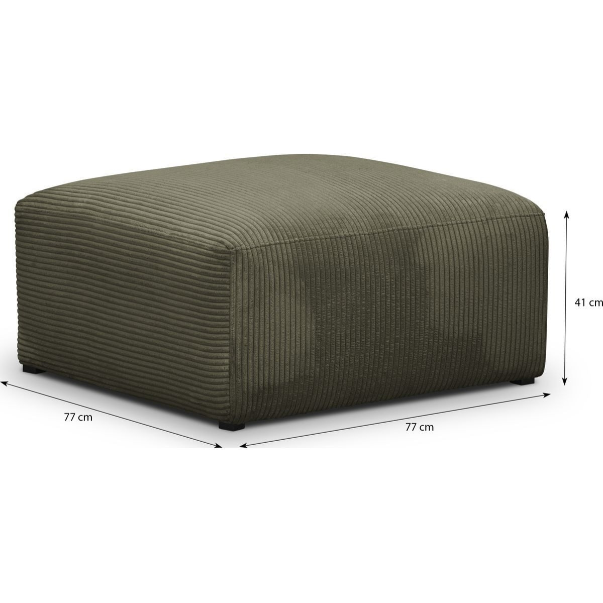 Canapé d'angle à droite modulable 5 places en velours côtelé + pouf - MODULO