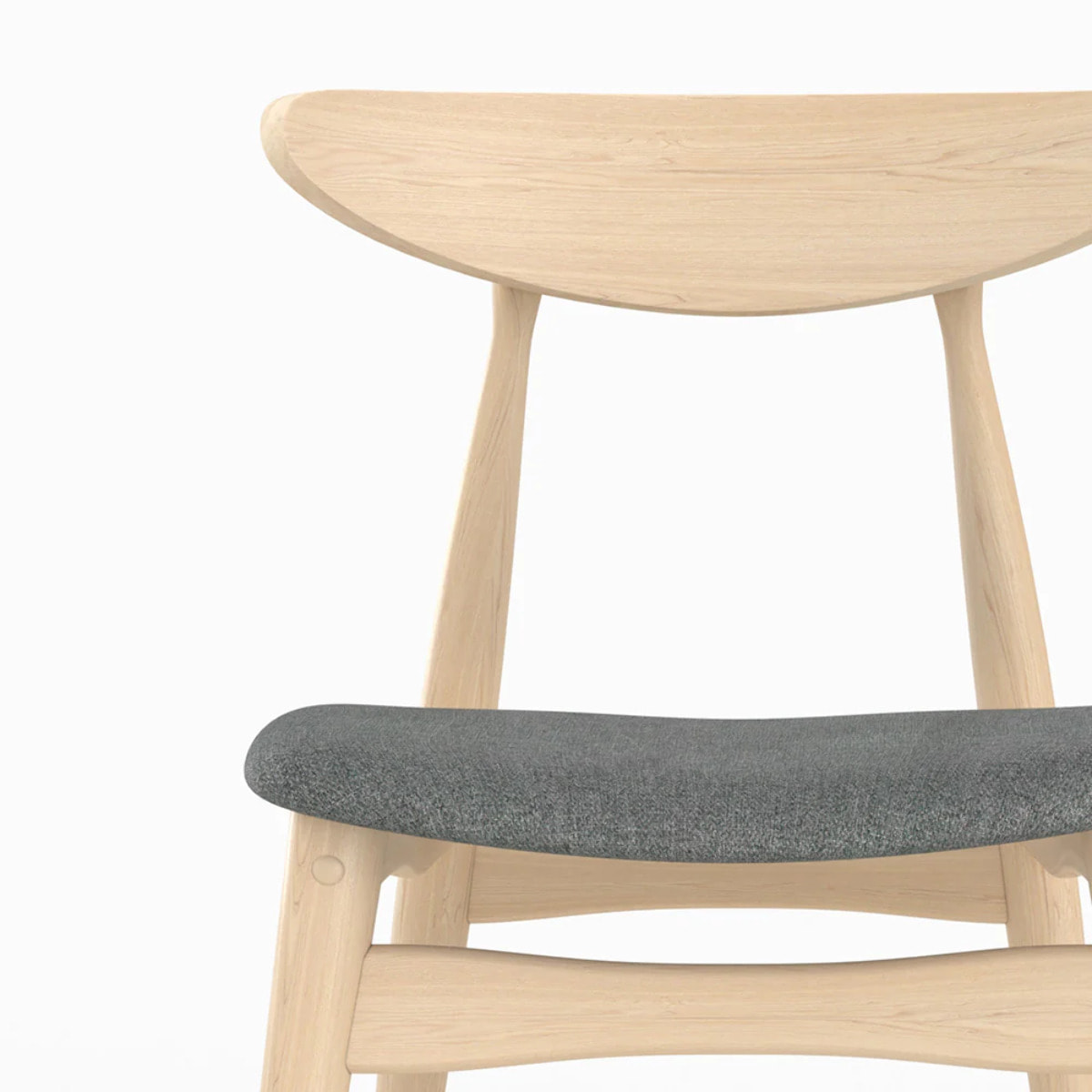 Lot de 2 chaises en tissu gris et bois d'hévéa - Josette