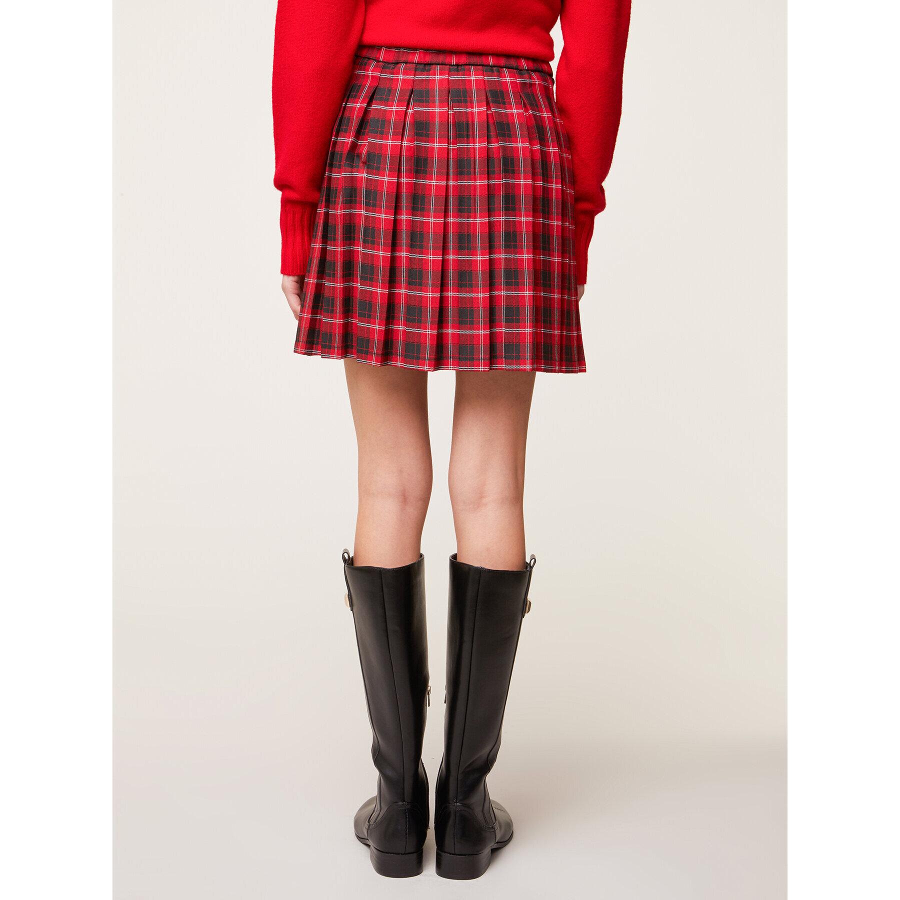 Motivi - Gonna corta a pieghe fantasia tartan - Rosso