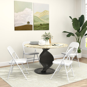 Lot de 4 chaises pliantes assise dossier rembourrés acier synthétique blanc