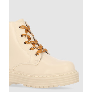 Botines de Piel Sintética - Beig - Tacón: 3 cm