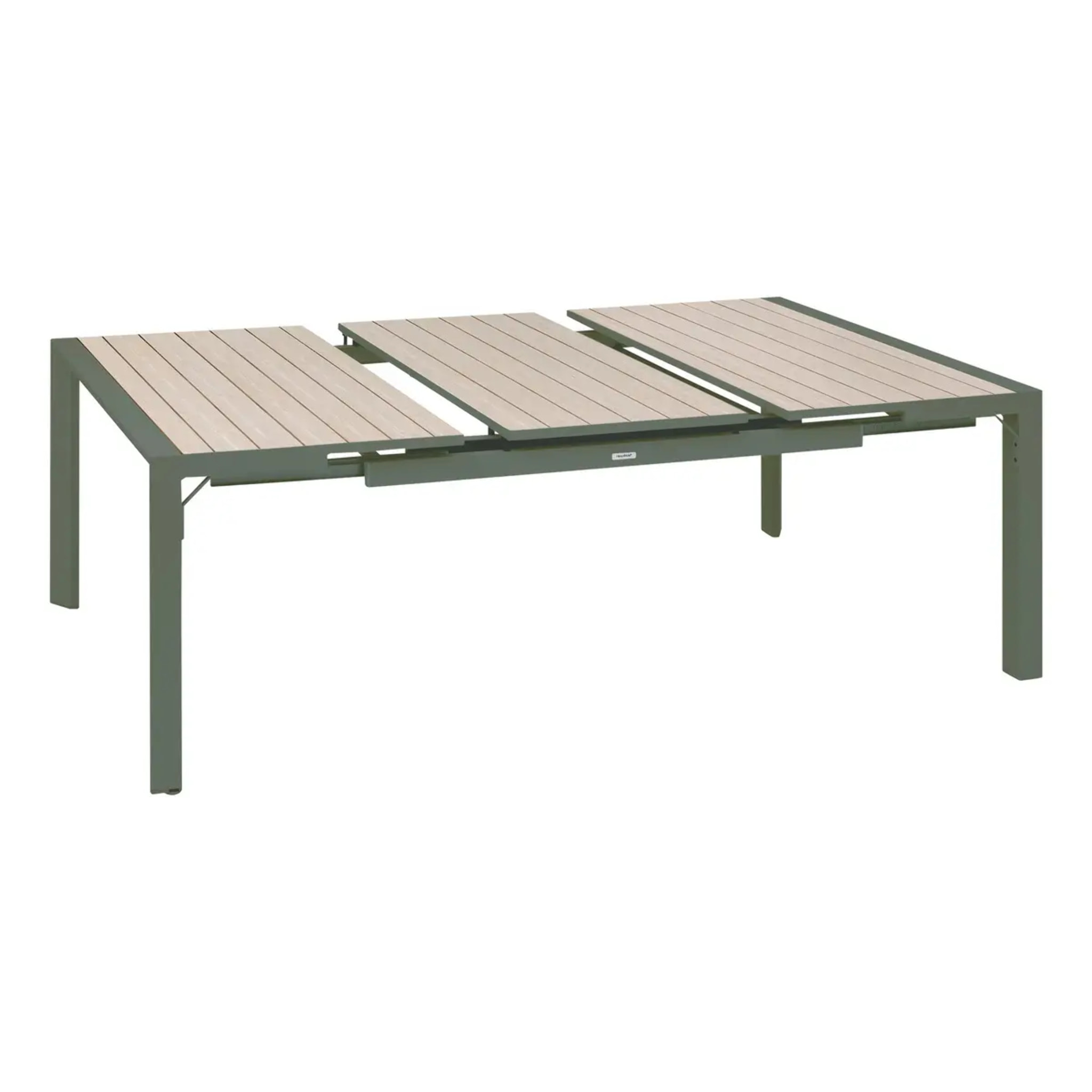 Table de jardin carrée 10 places Evasion extensible beige lin/laurier