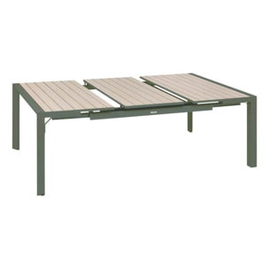 Table de jardin carrée 10 places Evasion extensible beige lin/laurier