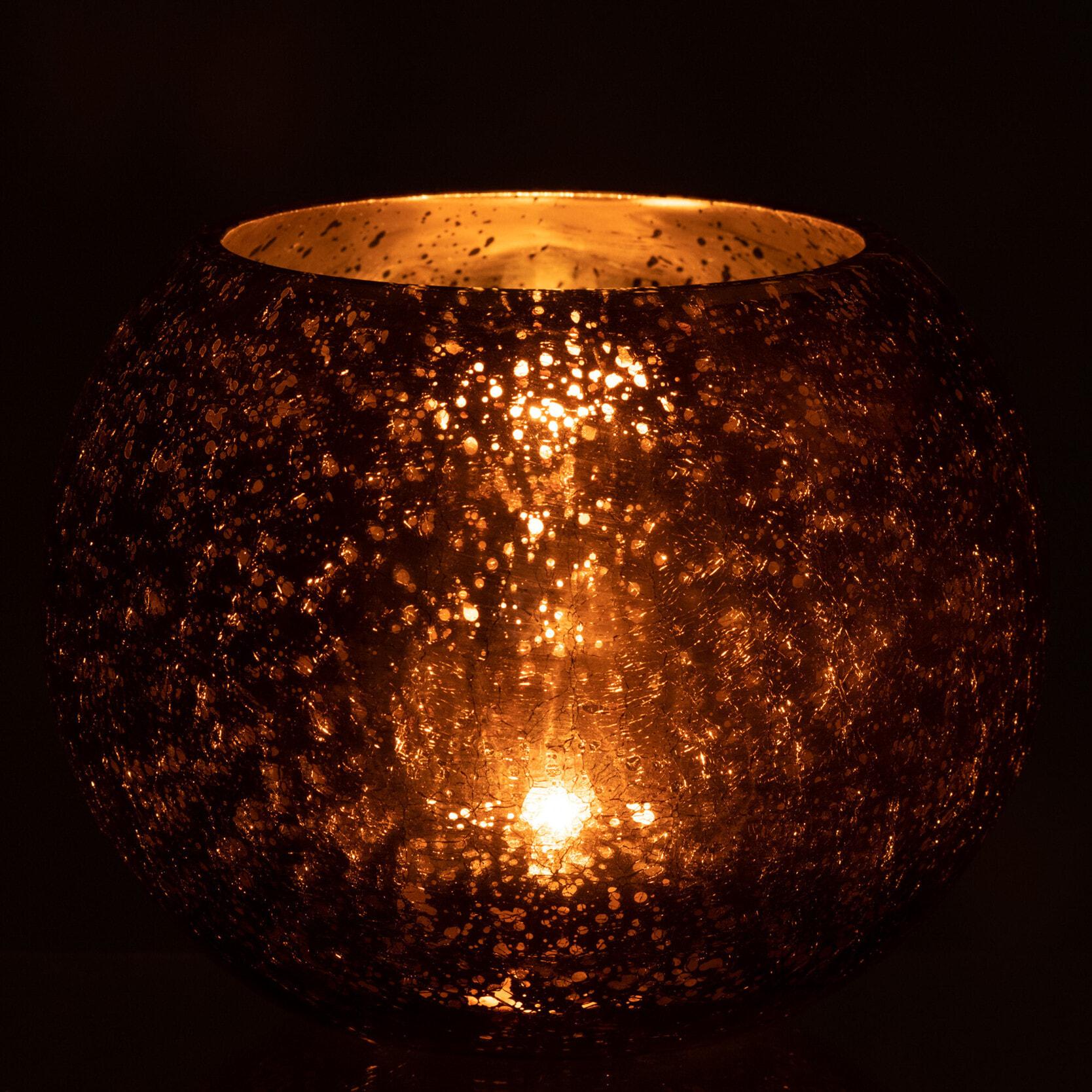 J-Line photophore Boule Craquele Effet Nacré - verre - marron - large