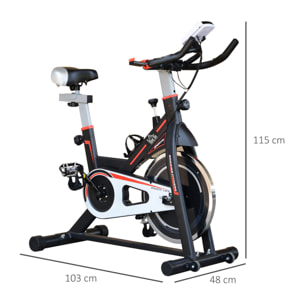 Bicicleta Estática Bici Estática con Volante 8 kg Resistencia Ajustable Pantalla LCD Pulsómetro Ejercicio Silencioso y Asiento Ajustable Carga 120 kg para Casa Gimnasio Negro
