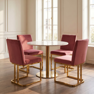 Sedia Imbottita in Effetto Velluto con Gambe Oro, Design Moderno ed Elegante per Sala da Pranzo, Cucina, Soggiorno, Studio e Ufficio