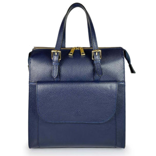 Borse Donna colore Blu-in pelle Made in Italy 27 x 31 x 13cm