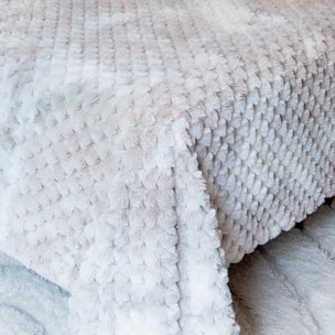 Plaid ou jeté de lit Imitation fourrure relief losange - Beige