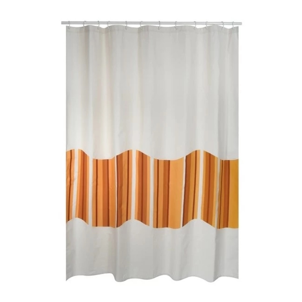 Rideau de douche Coton & Polyester TIERA 180x200cm QUALITE PREMIUM Beige & Orange - Anneaux inclus MSV
